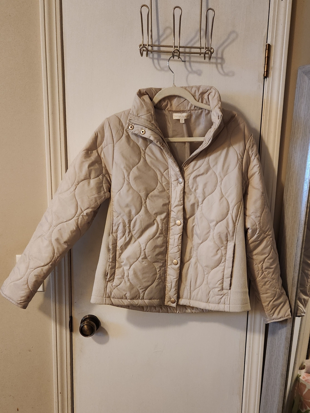 Cynthia Rowley Quilted Light Beige Puffer Jacket